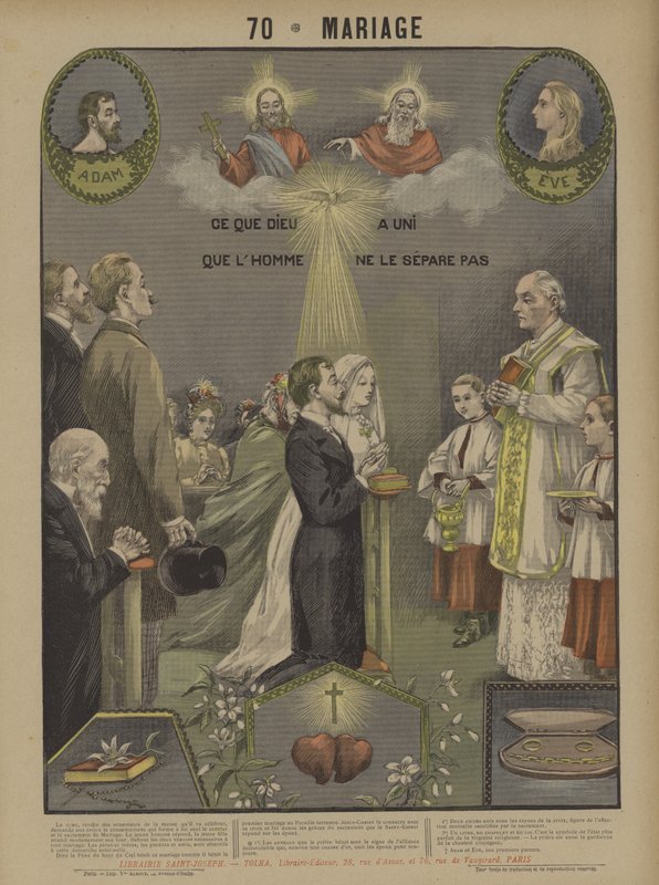 Äktenskap (färg litho) av French School