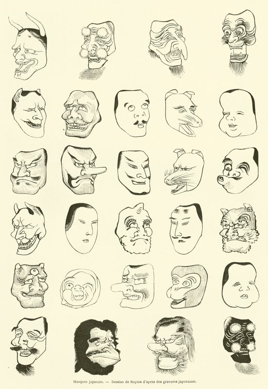 Japanska masker (gravyr) av French School