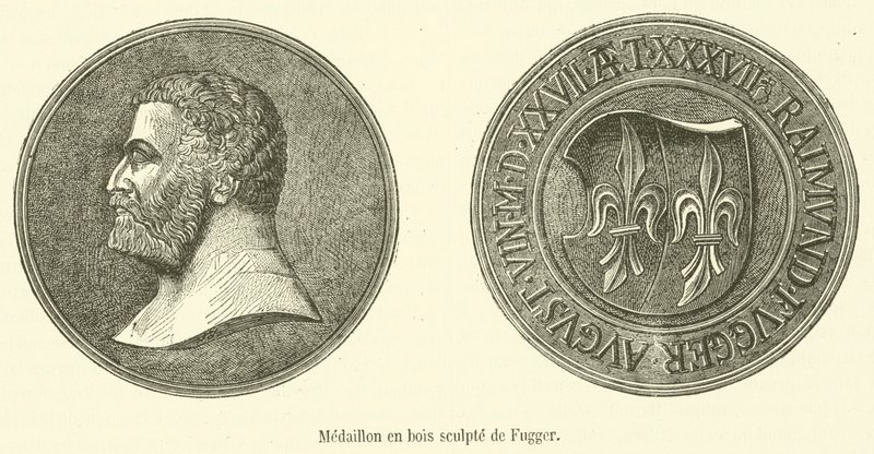 Fugger snidad trämedaljong (gravyr) av French School