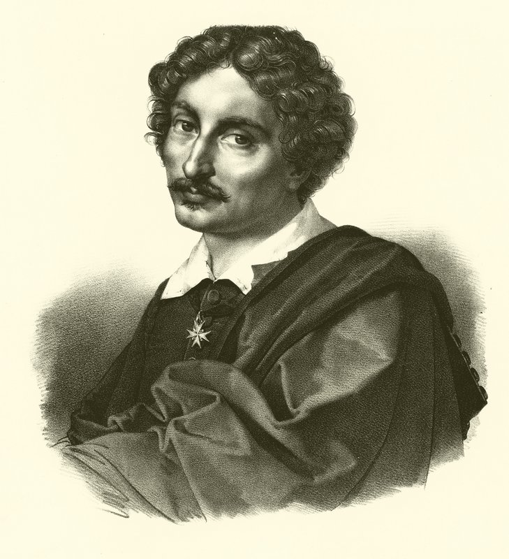 Michelangelo Merisi da Caravaggio, porträtt (gravyr) av French School