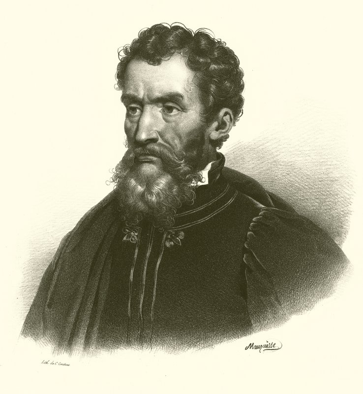 Michelangelo, porträtt (gravyr) av French School