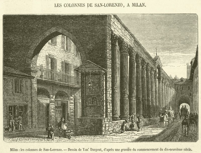 Milano, San-Lorenzos kolumner (gravyr) av French School