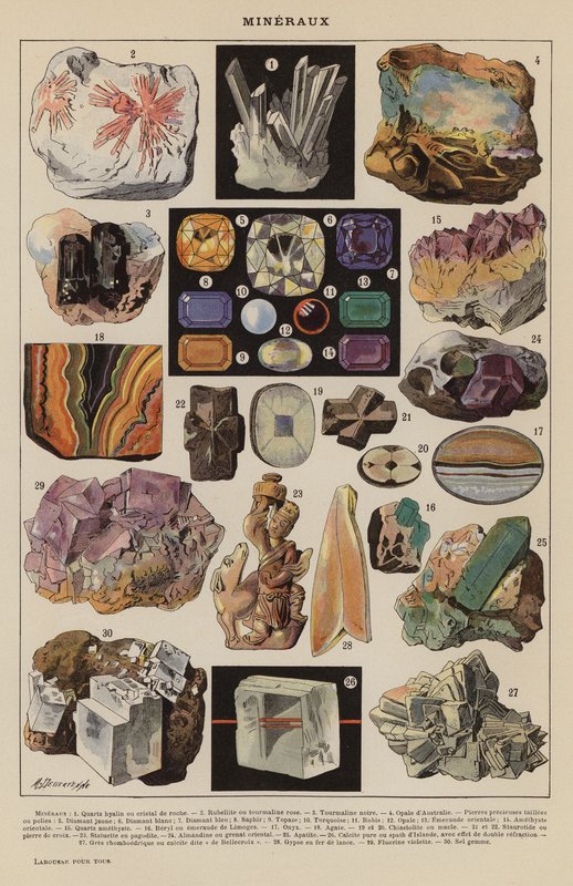 Mineraler (färglitografi) av French School