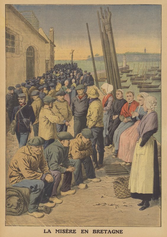 Misär i Bretagne (färg litho) av French School