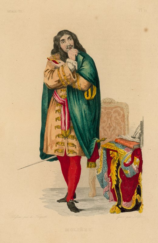 Moliere (färgad gravyr) av French School