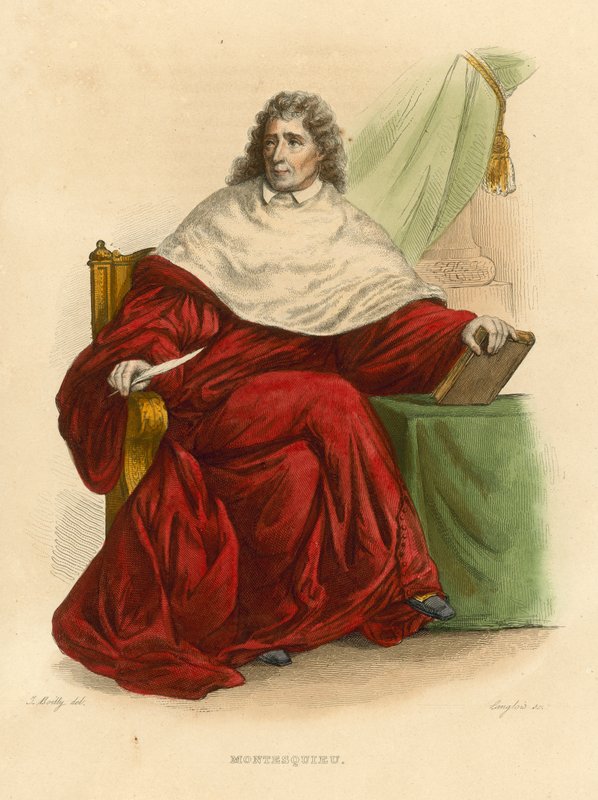 Montesquieu (färgad gravyr) av French School
