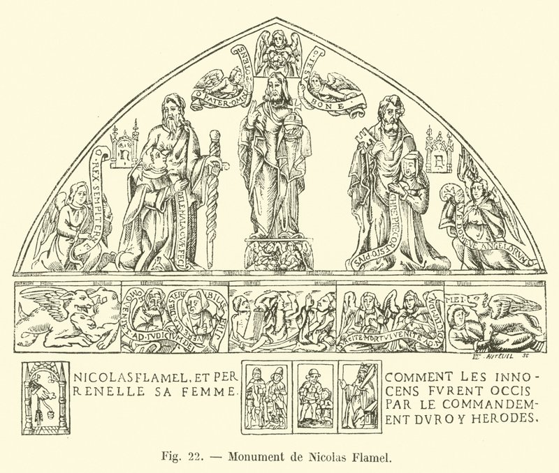 Monument till Nicolas Flamel av French School
