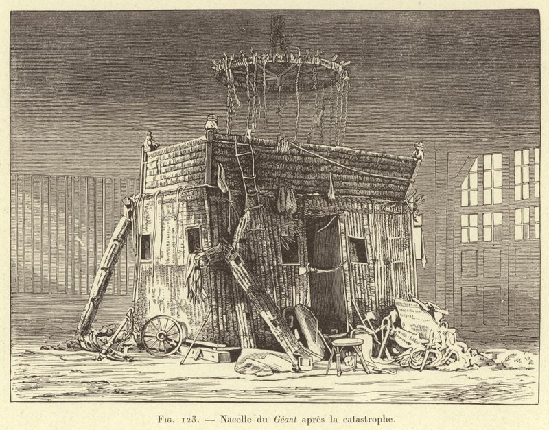 Nacelle du Geant efter katastrofen (gravyr) av French School