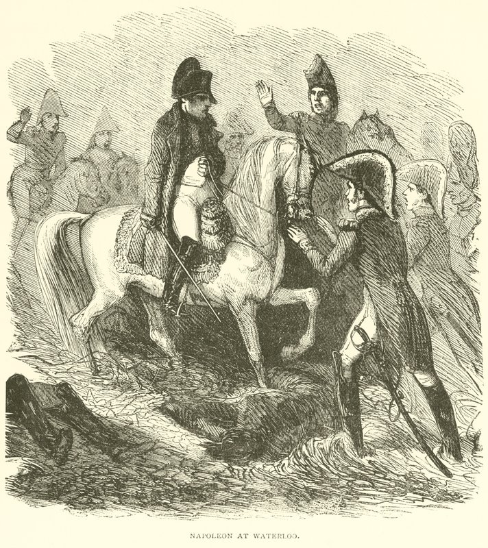 Napoleon vid Waterloo (gravyr) av French School
