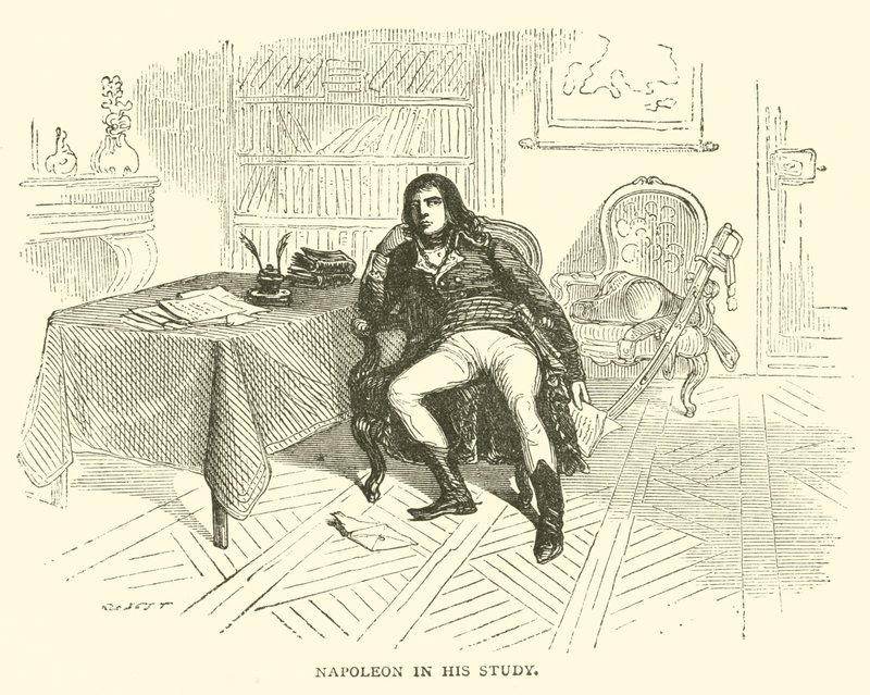 Napoleon i sitt arbetsrum (gravyr) av French School
