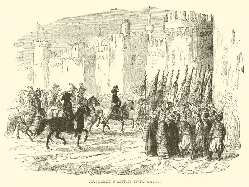 Napoleons intåg i Kairo (gravyr) av French School