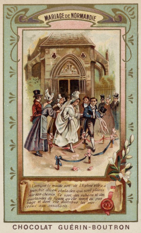 Normandie bröllop (chromolitho) av French School