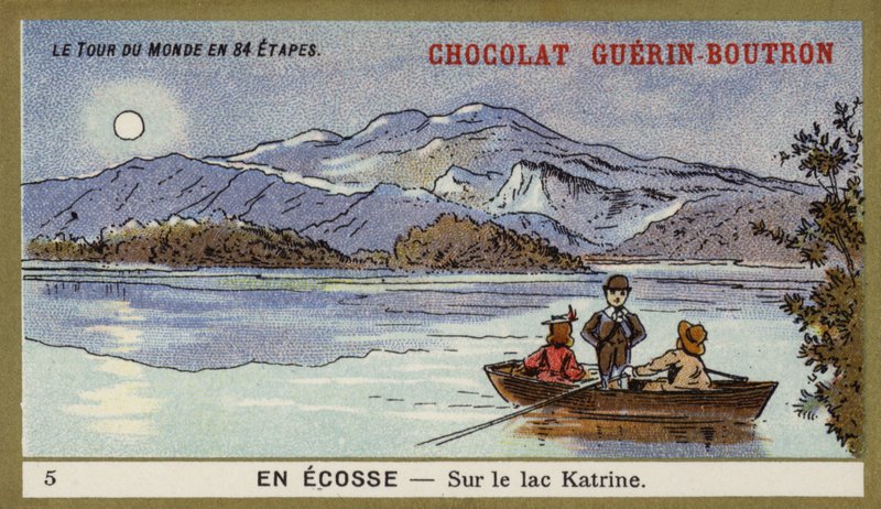 På Loch Katrine, Skottland (chromolitho) av French School