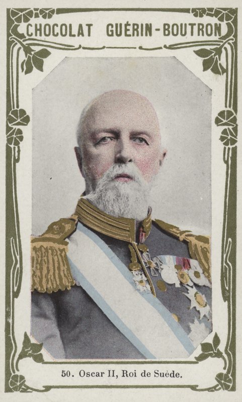Oscar II, Roi de Suede (färgad bild) av French School
