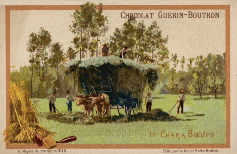 Oxvagn (chromolitho) av French School