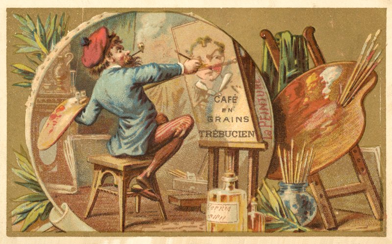 Målning (chromolitho) av French School