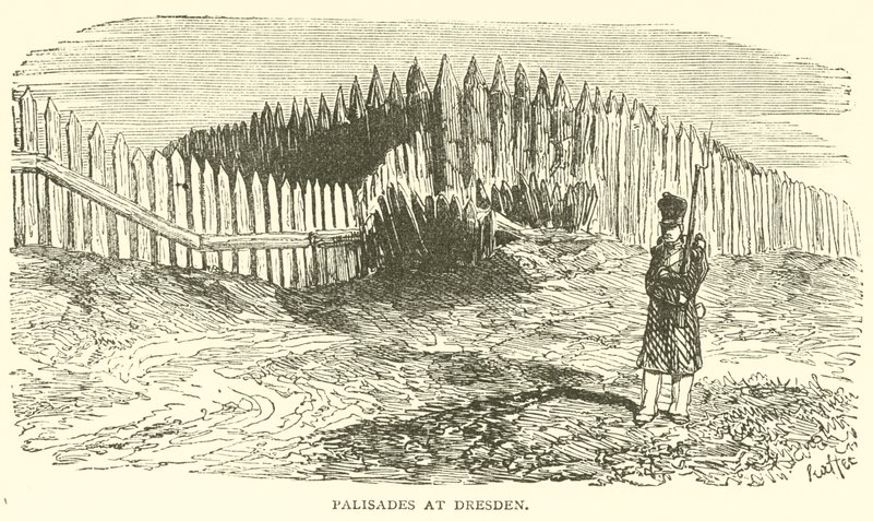 Palisader i Dresden (gravyr) av French School