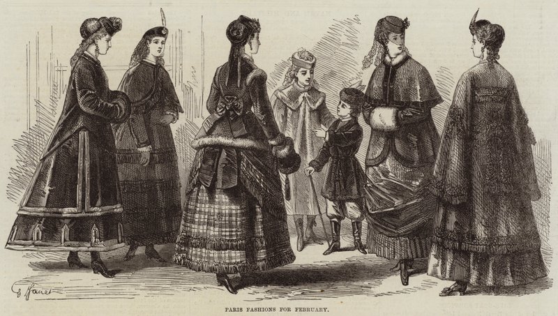 Paris mode för februari (gravyr) av French School