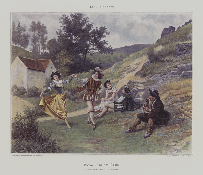 Pavane Champetre (färg litho) av French School
