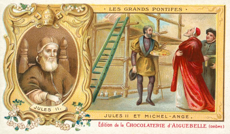Påven Julius II med Michelangelo av French School