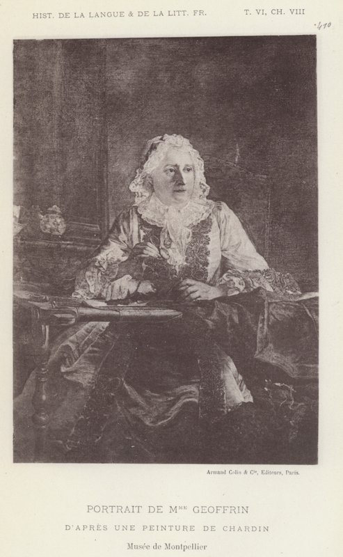 Porträtt av Mme Geoffrin (litho) av French School