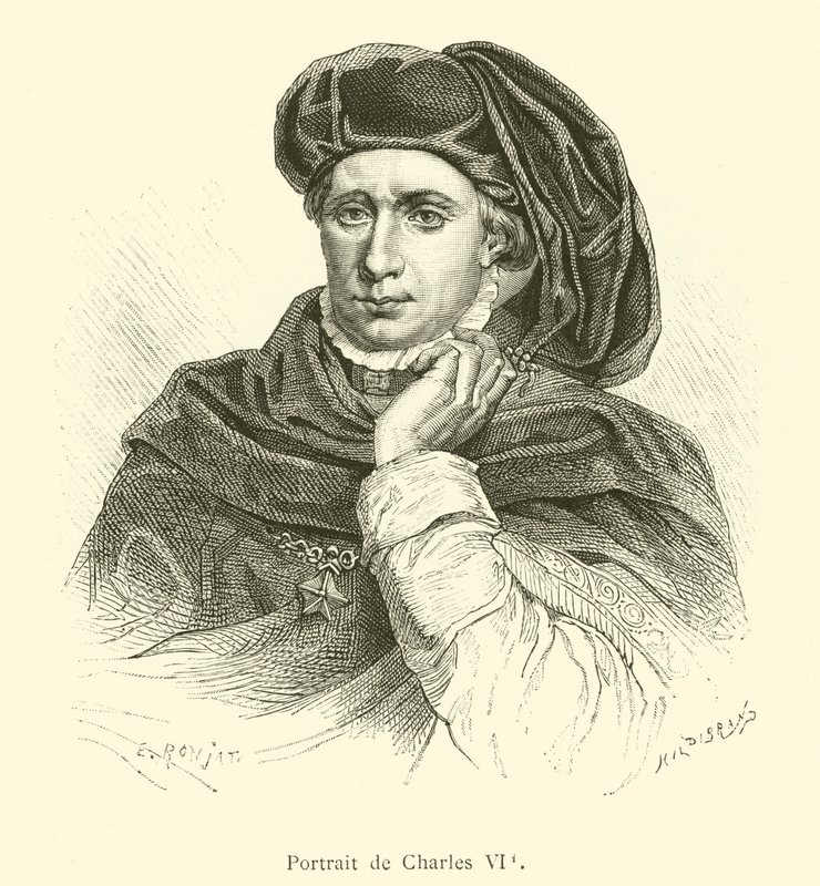 Porträtt av Karl VI (gravyr) av French School
