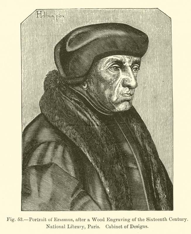 Porträtt av Erasmus (gravyr) av French School