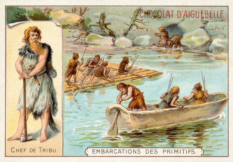 Förhistoriska båtar (chromolitho) av French School