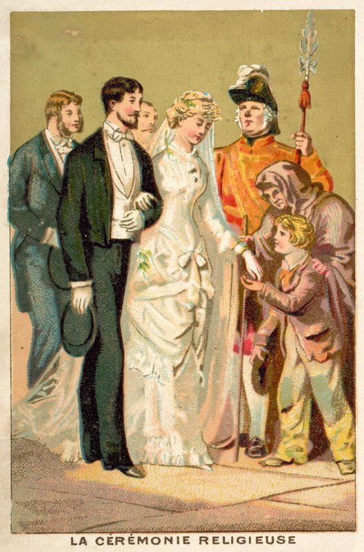 Religiös vigselceremoni (chromolitho) av French School