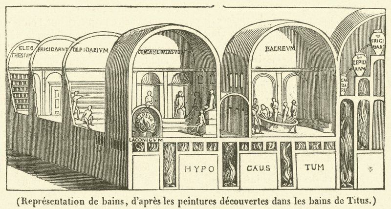 Representation av bad (gravyr) av French School