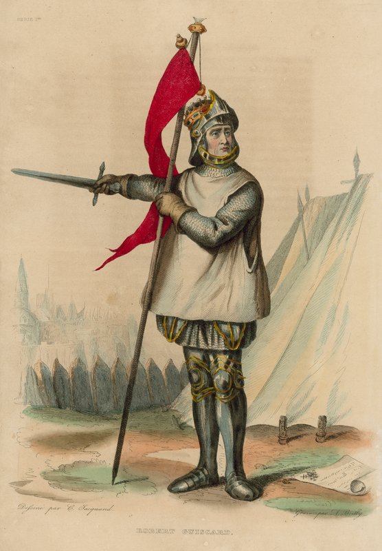 Robert Guiscard (färgad gravyr) av French School