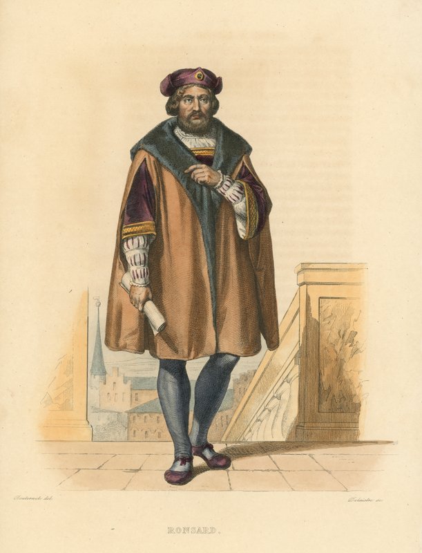 Ronsard (färgad gravyr) av French School
