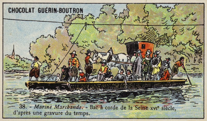 Repfärja över floden Seine, Frankrike av French School