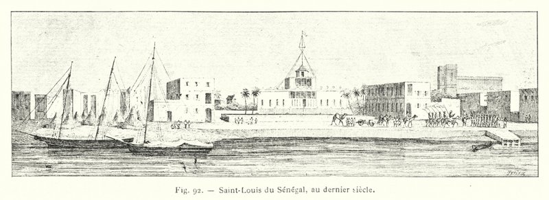 Saint-Louis av Senegal, under förra seklet (gravyr) av French School