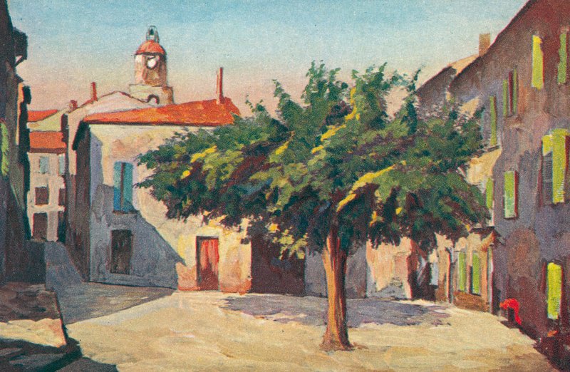 Saint Tropez: Pittoreskt hörn (färglitografi) av French School