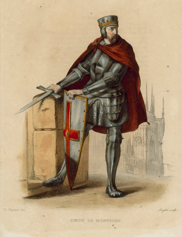 Simon de Montfort (färgad gravyr) av French School