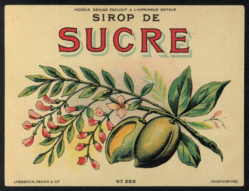 Sockersirapsreklam (chromolitho) av French School