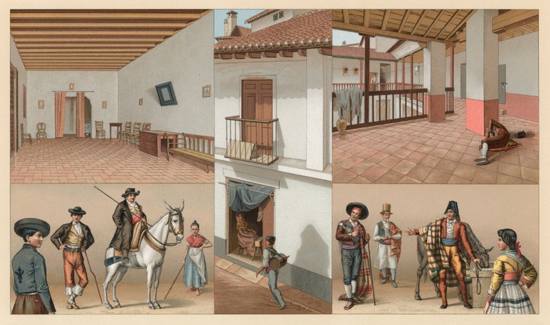 Spanien kostym av French School