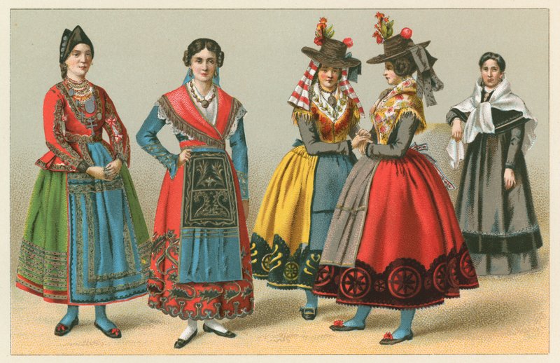 Spanien kostym av French School
