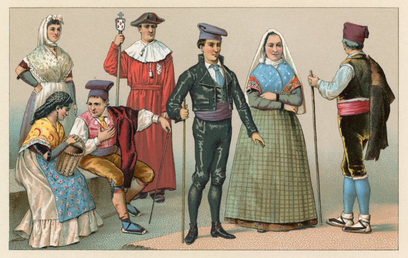 Spanien kostym av French School