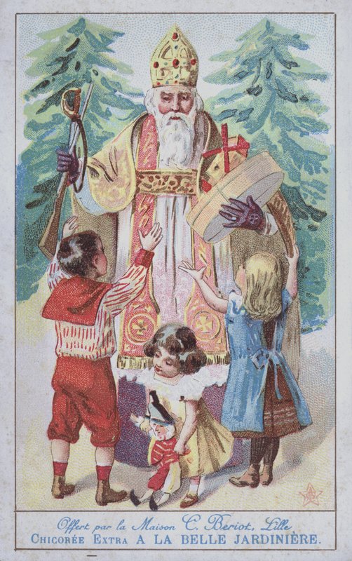 St Nicholas (färg litho) av French School