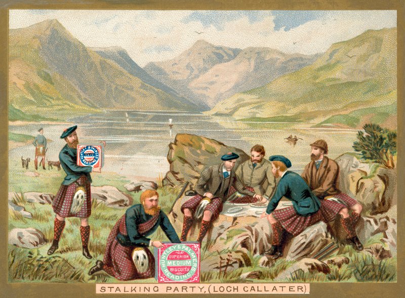 Stalkingparty, Loch Callater, Skottland (chromolitho) av French School