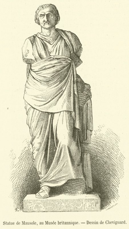 Staty av Mausolus, i British Museum (gravyr) av French School