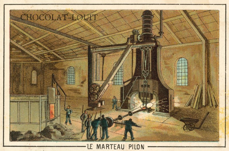 Ånghammare (chromolitho) av French School