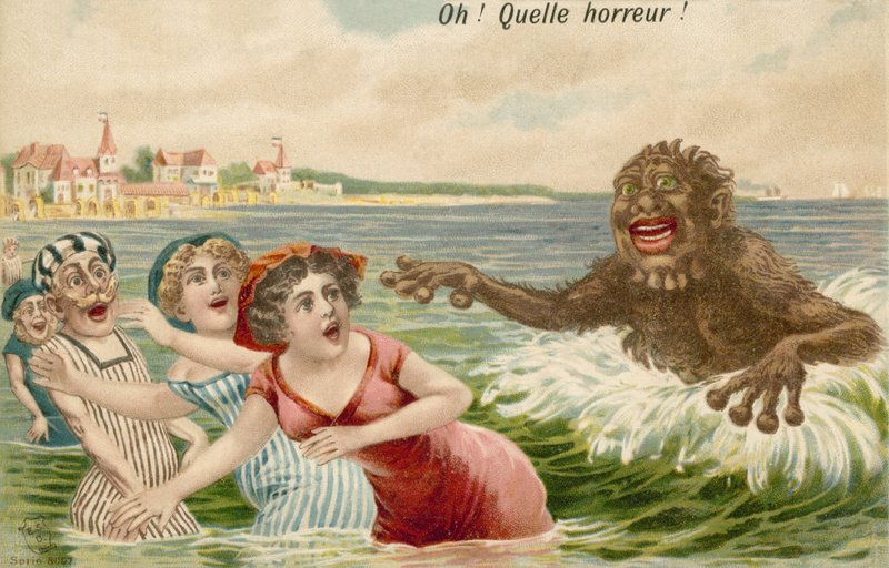 Simmare förföljda av sjömonster av French School