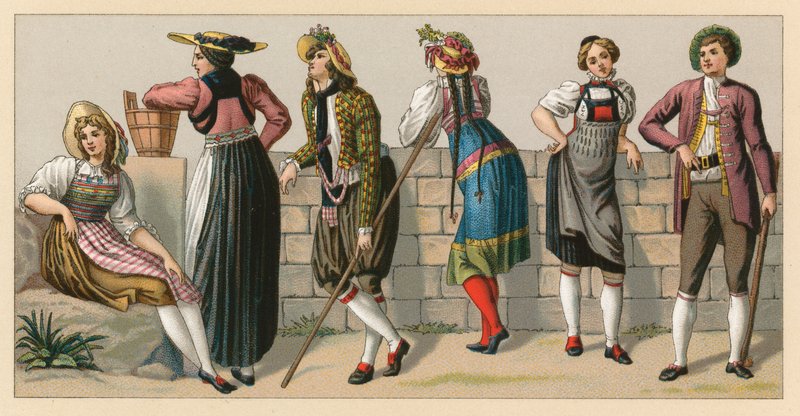 Schweiz kostym av French School