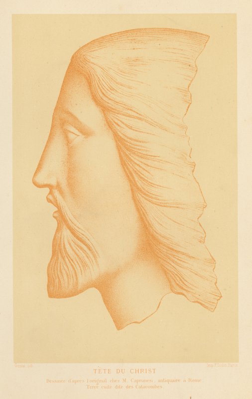 Terrakotta huvud av Jesus Kristus (chromolitho) av French School