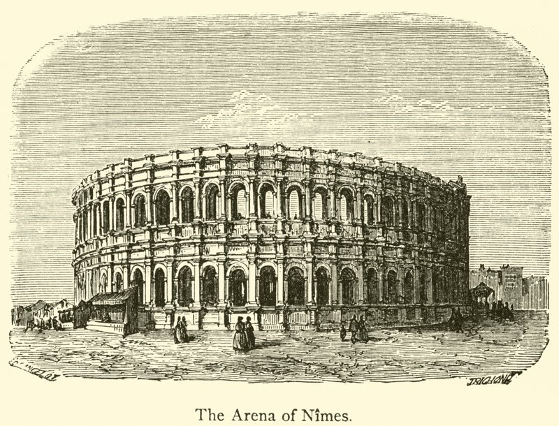 Arenan i Nimes (gravyr) av French School
