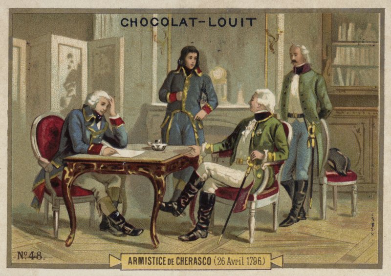 Vapenstilleståndet i Cherasco, 26 april 1796 av French School