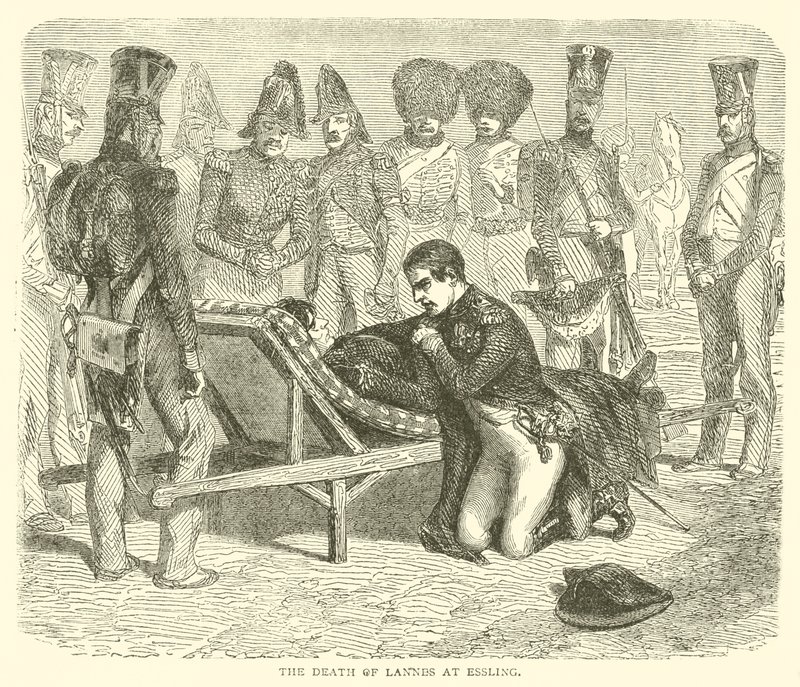 Lannes död i Essling (gravyr) av French School